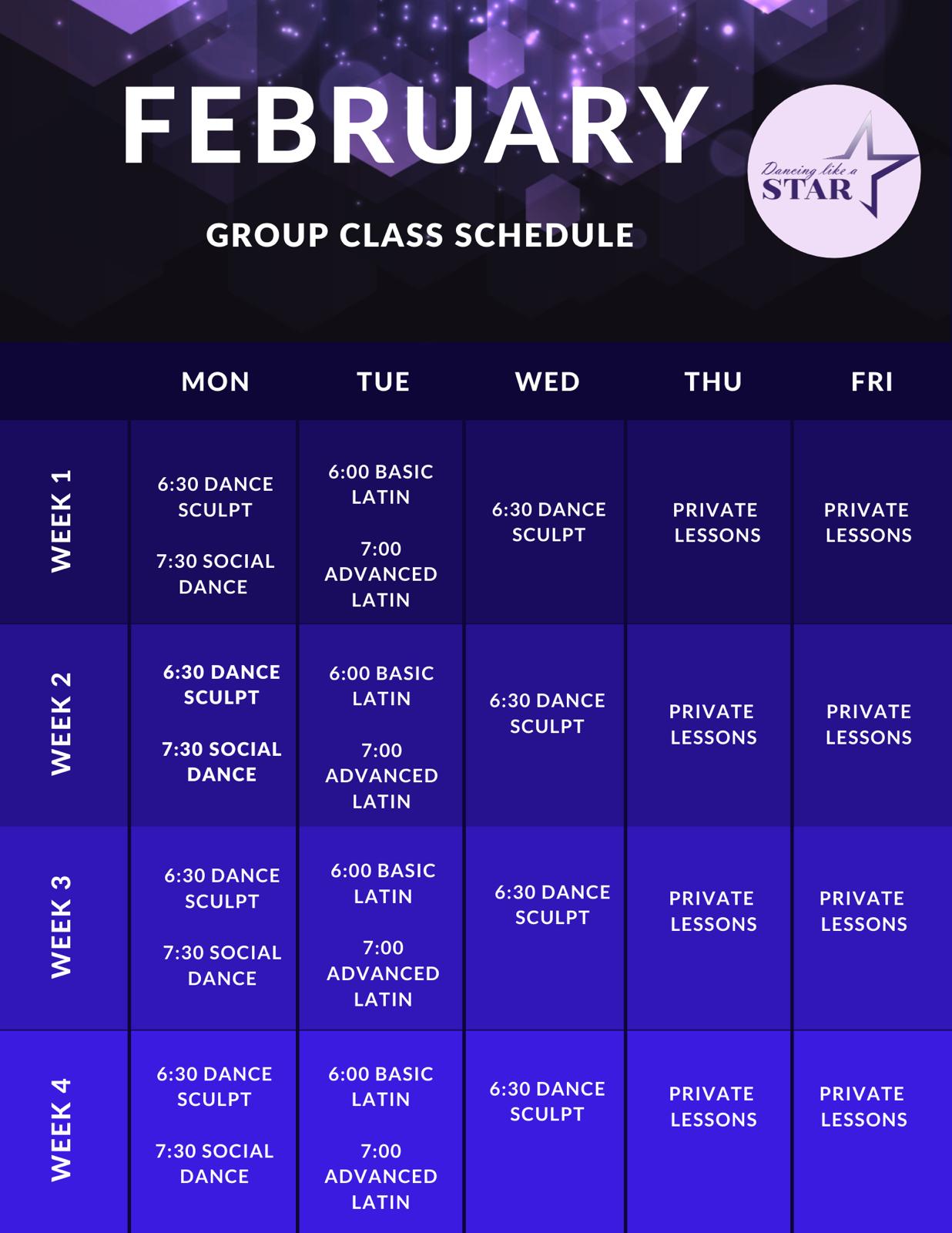 SCHEDULE – Dancing Like A Star